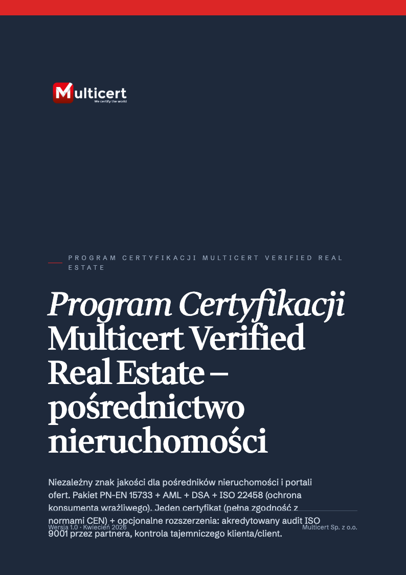 Okładka dokumentu: Program Certyfikacji Multicert Verified Real Estate