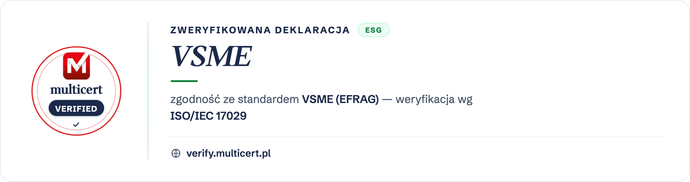 Znak weryfikacji deklaracji VSME — Multicert